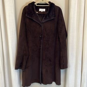 Calvin Klein Faux Fur Trench Coat | L